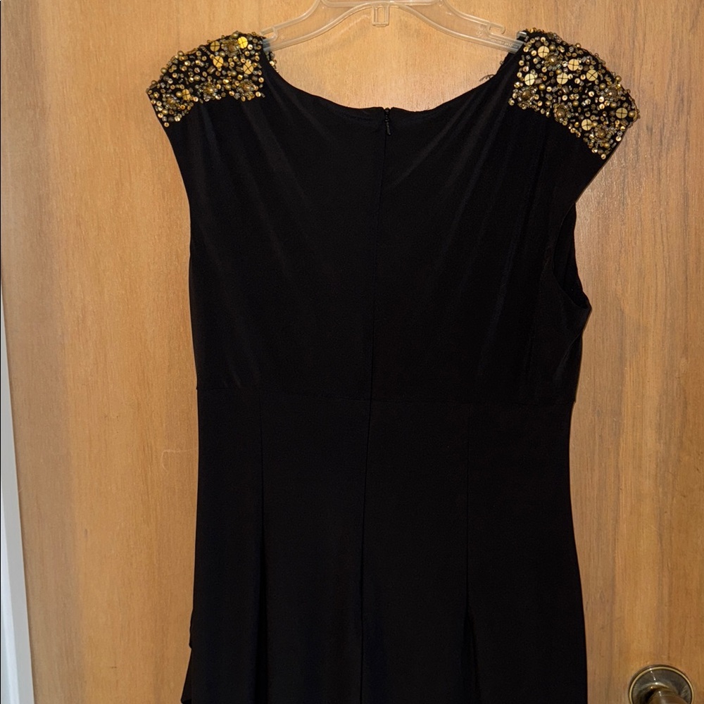 Alex Evenings Black Faux Wrap Dress with Embellished Shoulders 16 - Picture 5 of 5